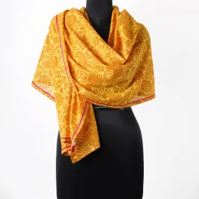 Matyo - Yellow printed cotton mulmul Summer Scarf