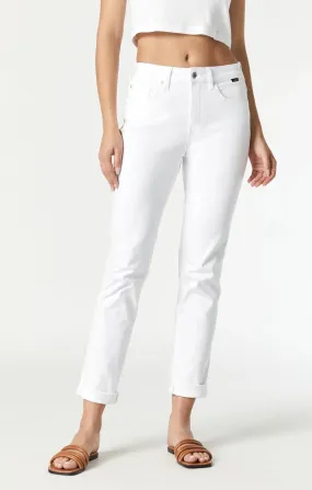 Mavi Kathleen High Rise Boyfriend Jean White Feather Blue