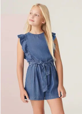 Mayoral Girls Ecofriends Ruffled Denim Romper