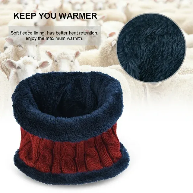 Men Winter Beanie Hat Scarf Set Warm Knit Hat Thick Knit Skull Cap ZB087