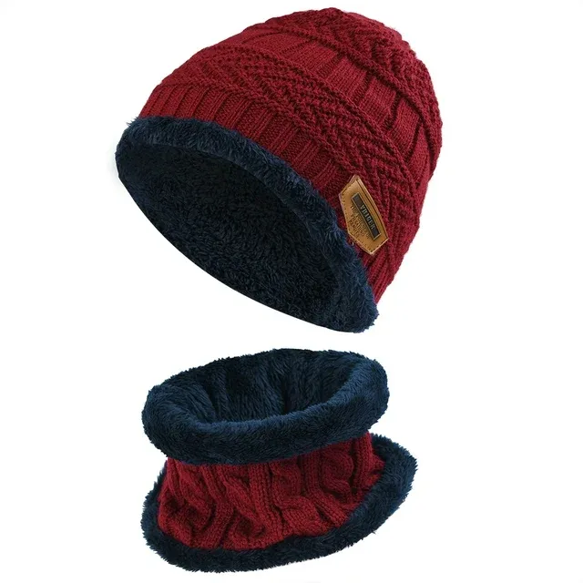 Men Winter Beanie Hat Scarf Set Warm Knit Hat Thick Knit Skull Cap ZB087