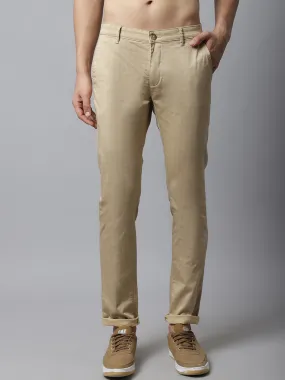 Men's Casual Flat front Khaki Checks Trousers