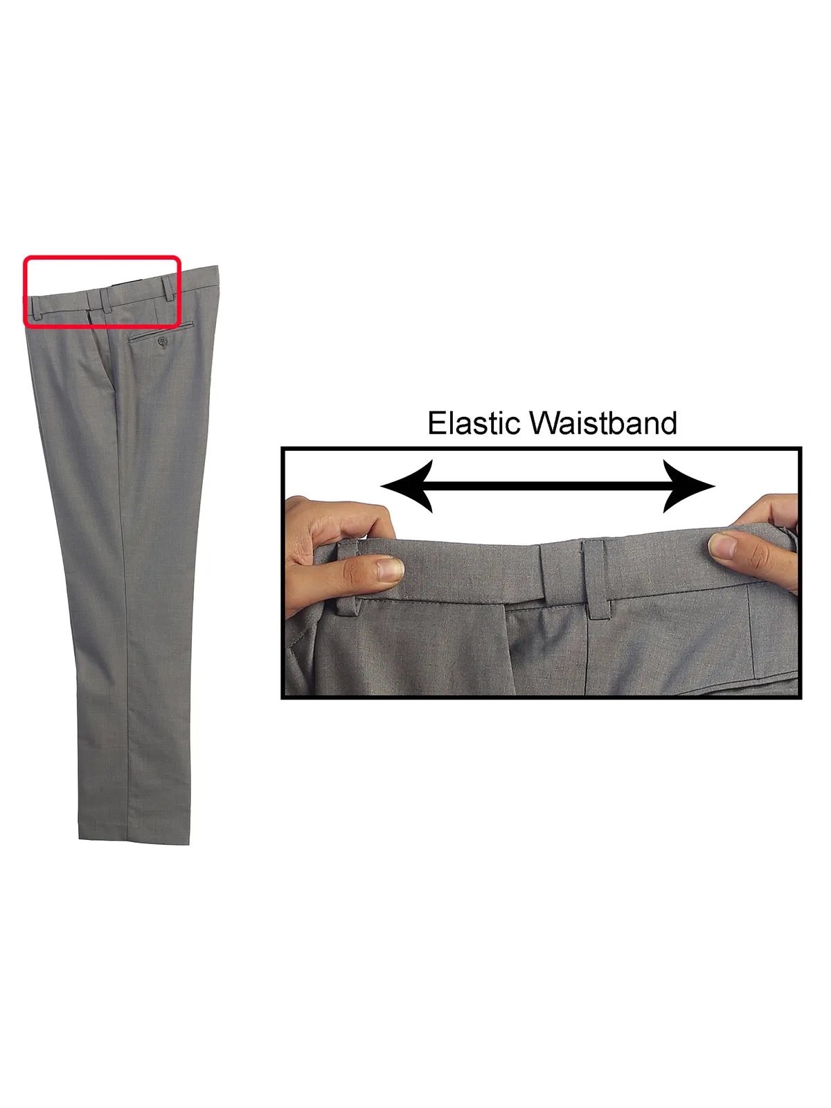 Men's Expandable Waist Dress Pants, Charcoal