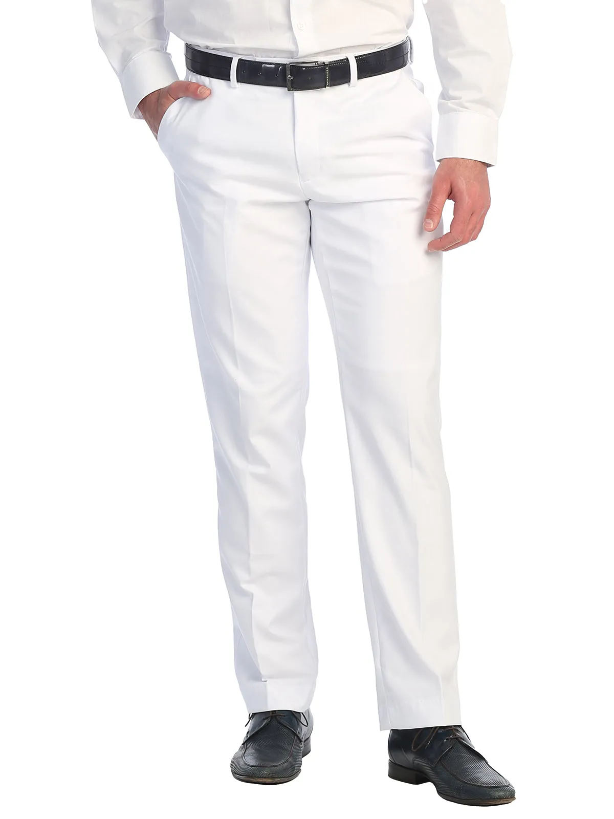 Men's Expandable Waist Dress Pants, White