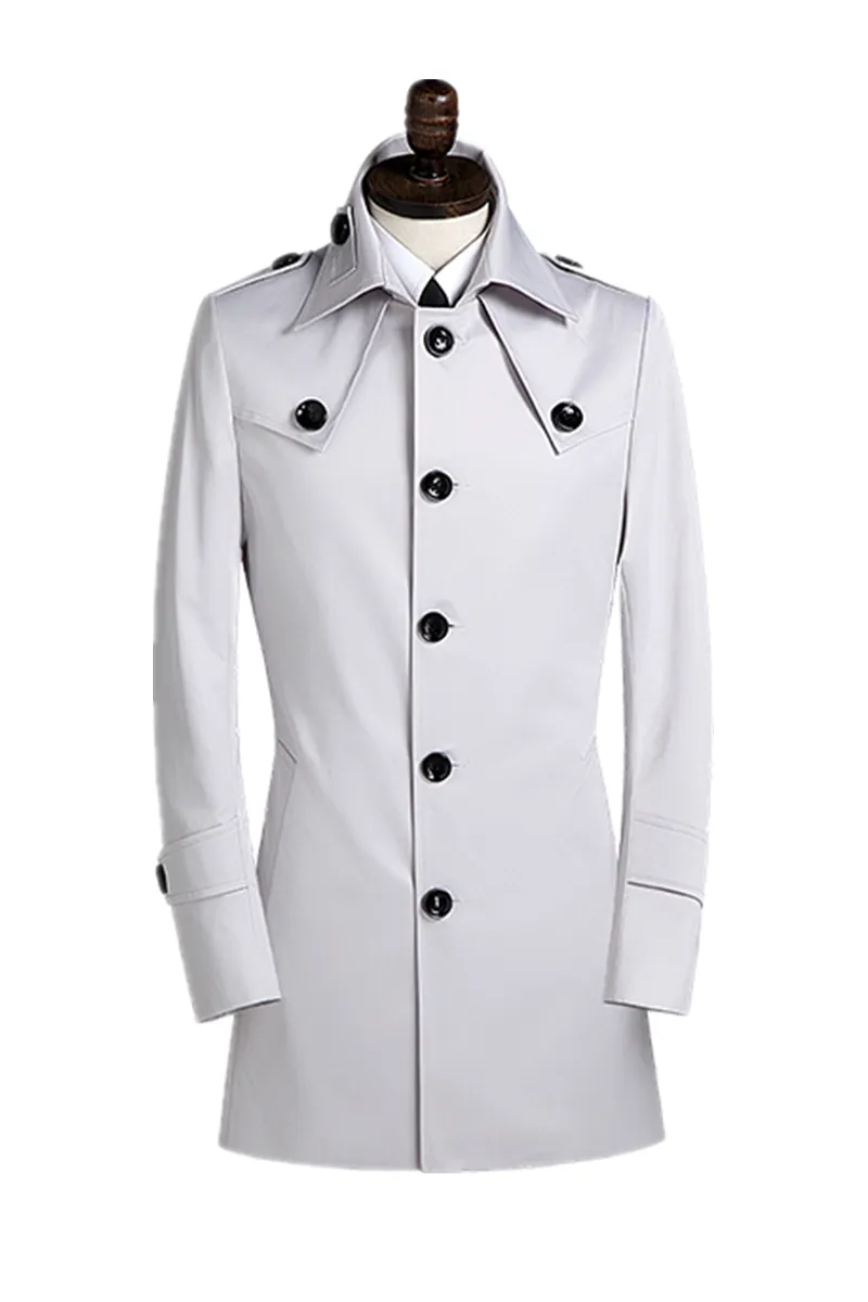 Men's Lapel Trench Coat Korean Version