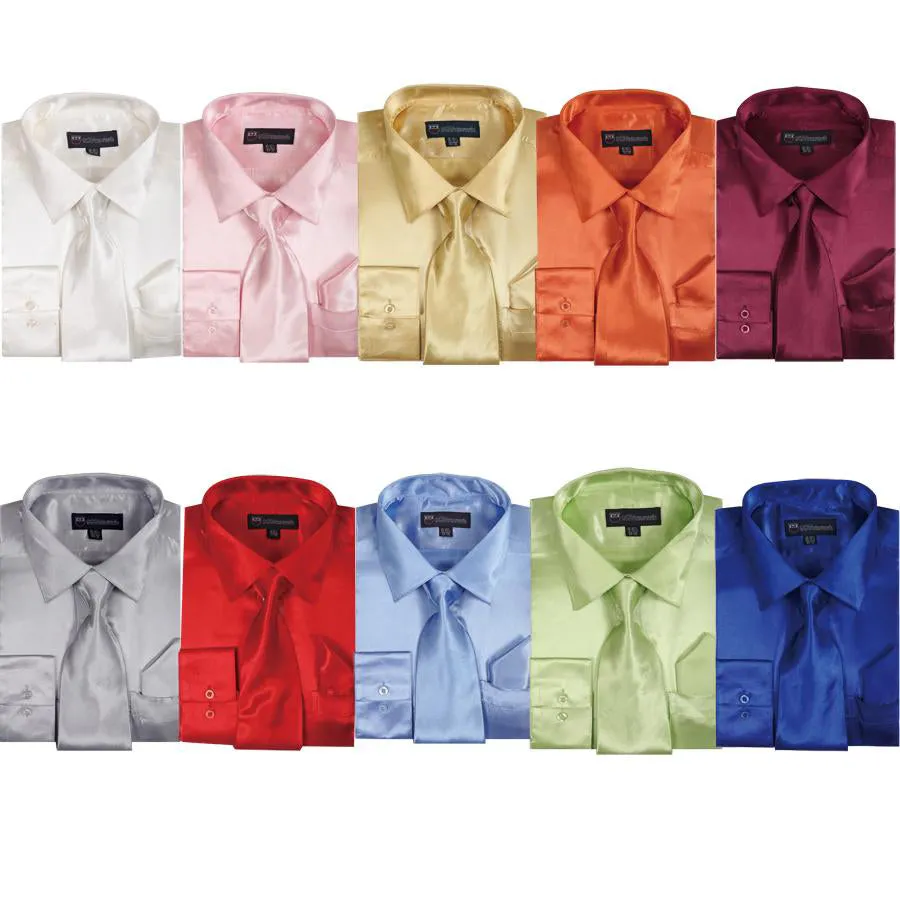 Mens Shiny Satin Dress Shirt