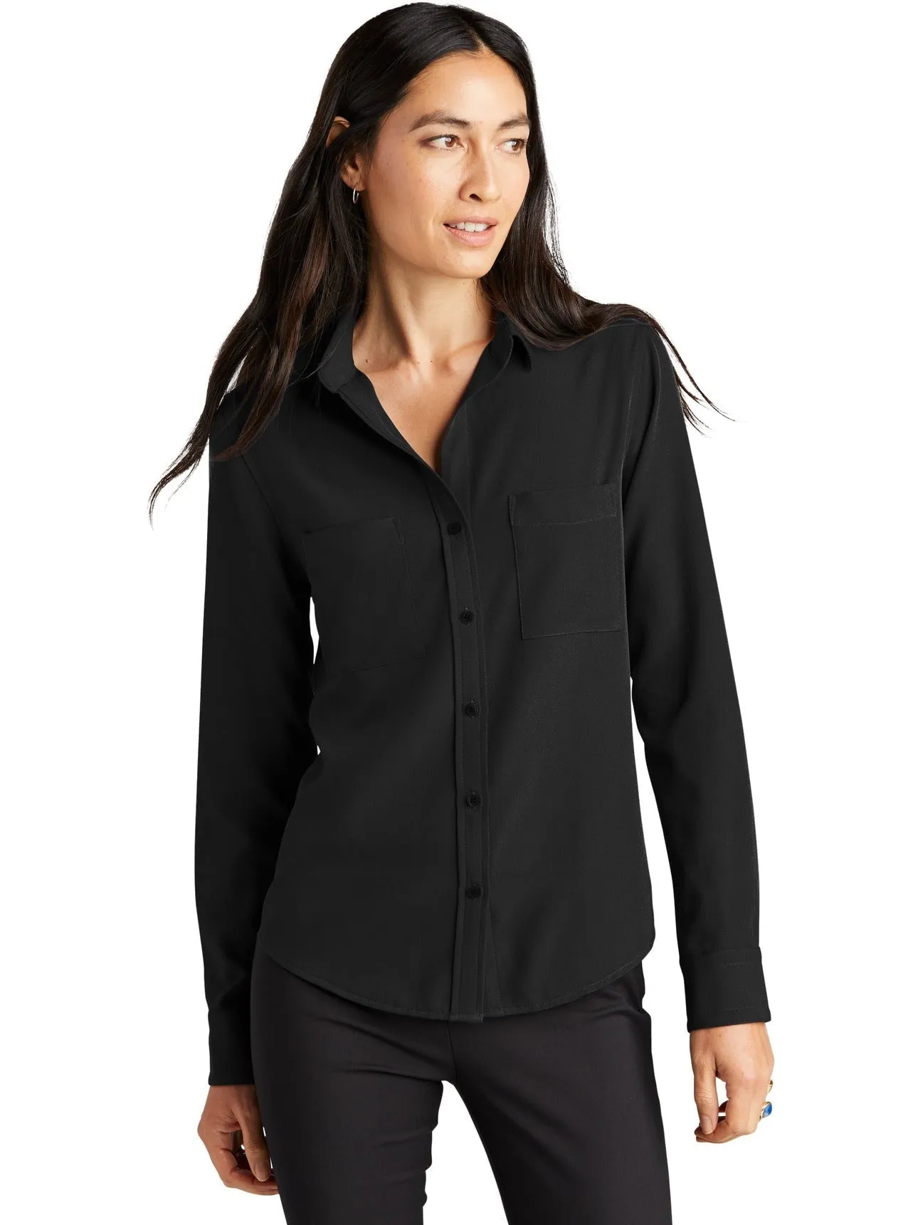 Mercer Mettle Ladies Stretch Crepe Long Sleeve Camp Blouse