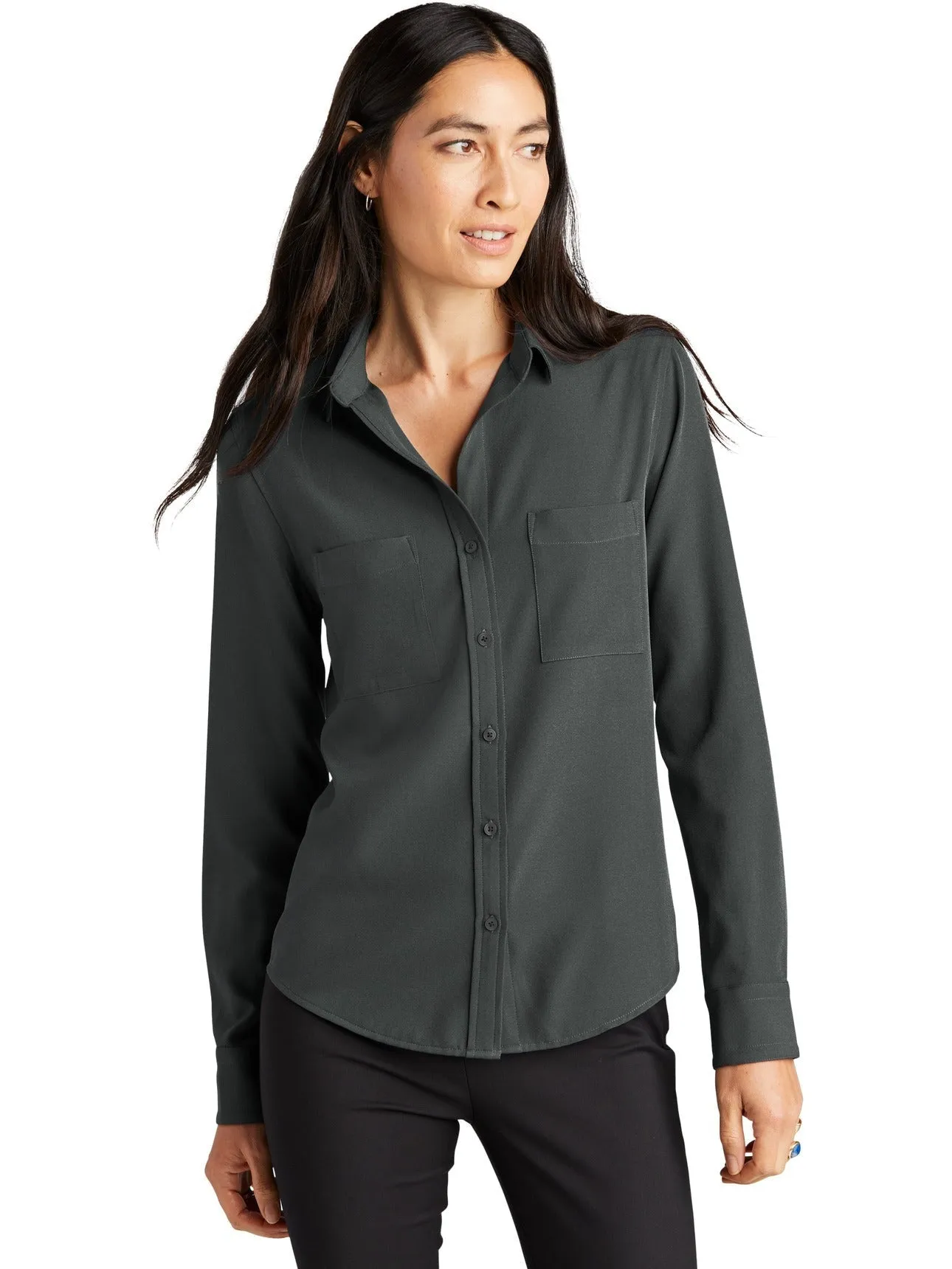 Mercer Mettle Ladies Stretch Crepe Long Sleeve Camp Blouse