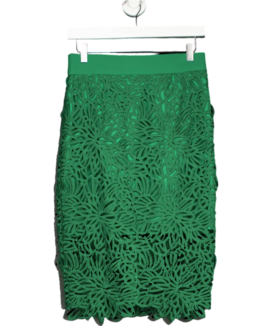 Milly New York Green Floral guipure Lace Midi Skirt UK 8