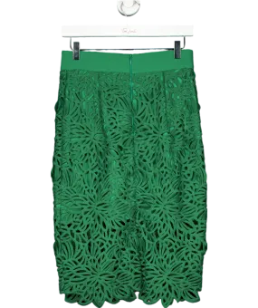 Milly New York Green Floral guipure Lace Midi Skirt UK 8