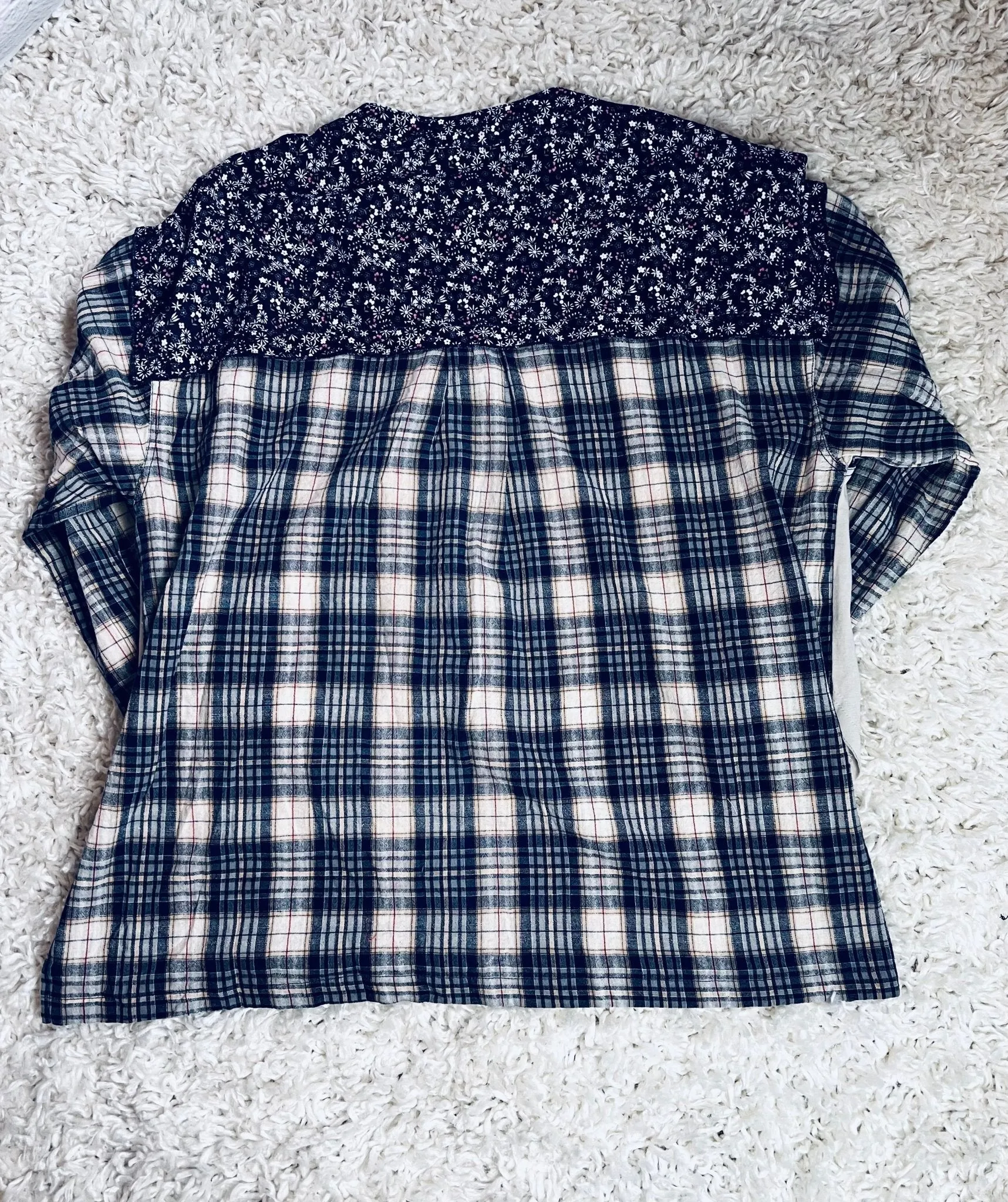 Mixed Print Half Button Pullover