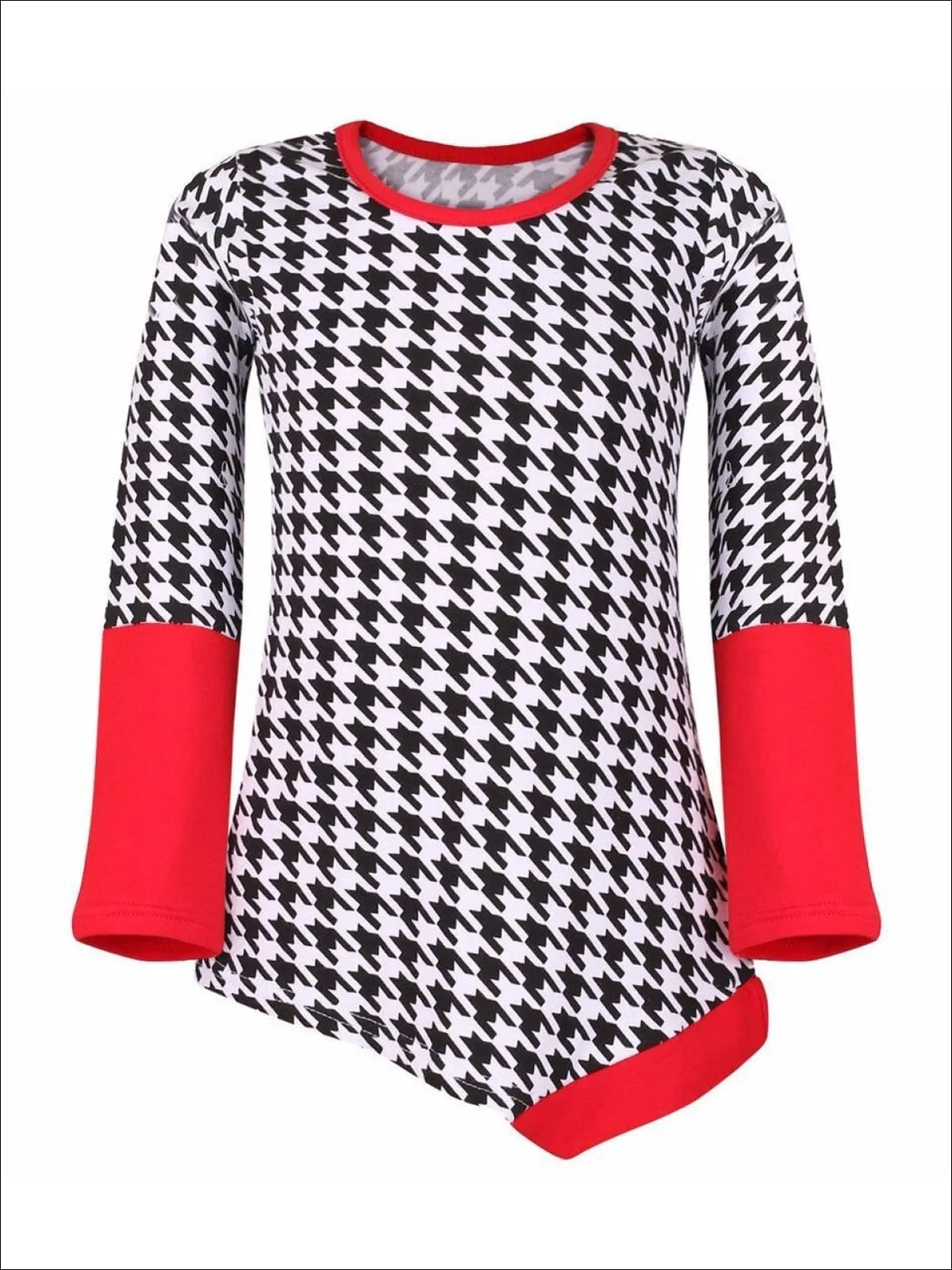 Mommy and Me Black and Red Houndstooth Matching Asymmetric Tunic