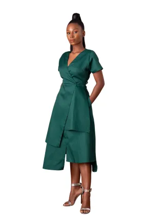 MOT Tola Faux Wrap Asymmetrical Dress