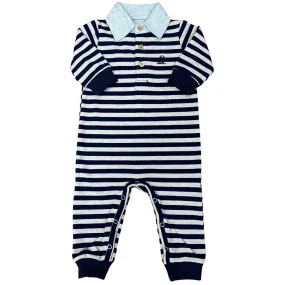 Navy and Beige Kingston Polo Romper