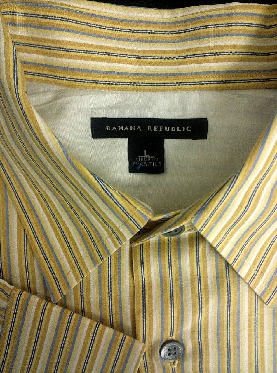 New- Banana Republic Pinstripe Dress/ Fashion Shirt- size L