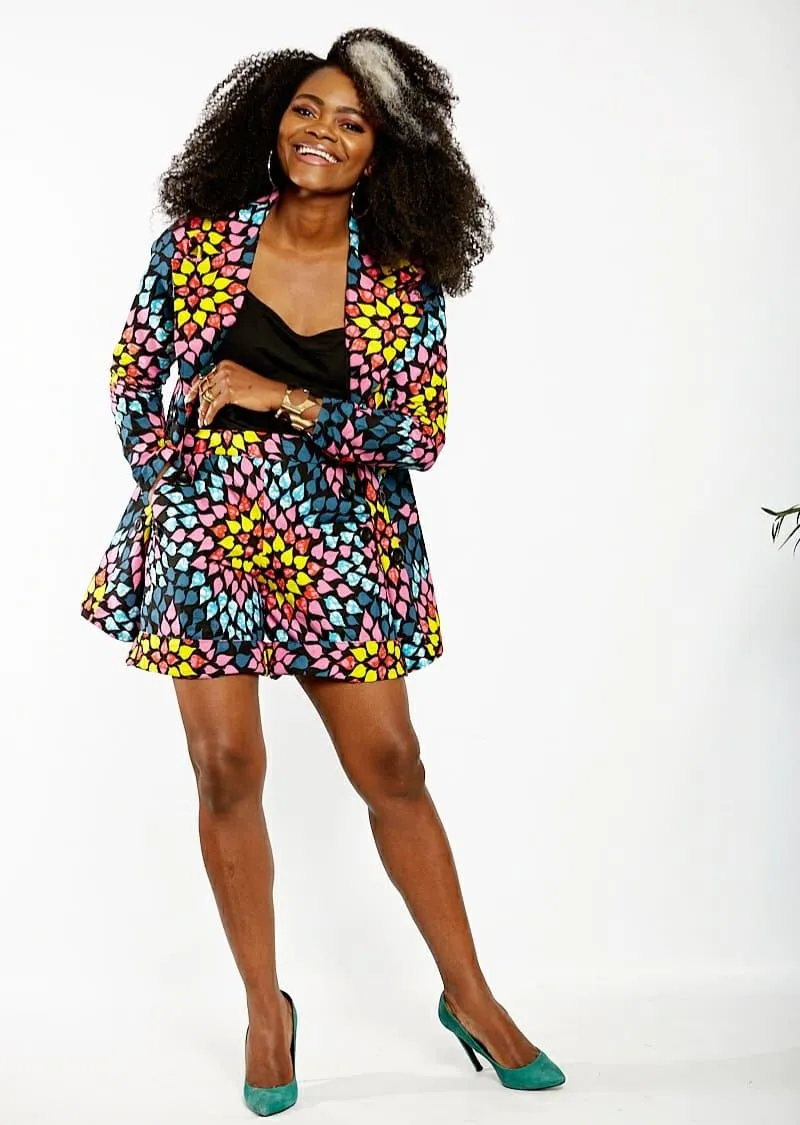 New In Jenny African Ankara Print Jacket and Shorts Set