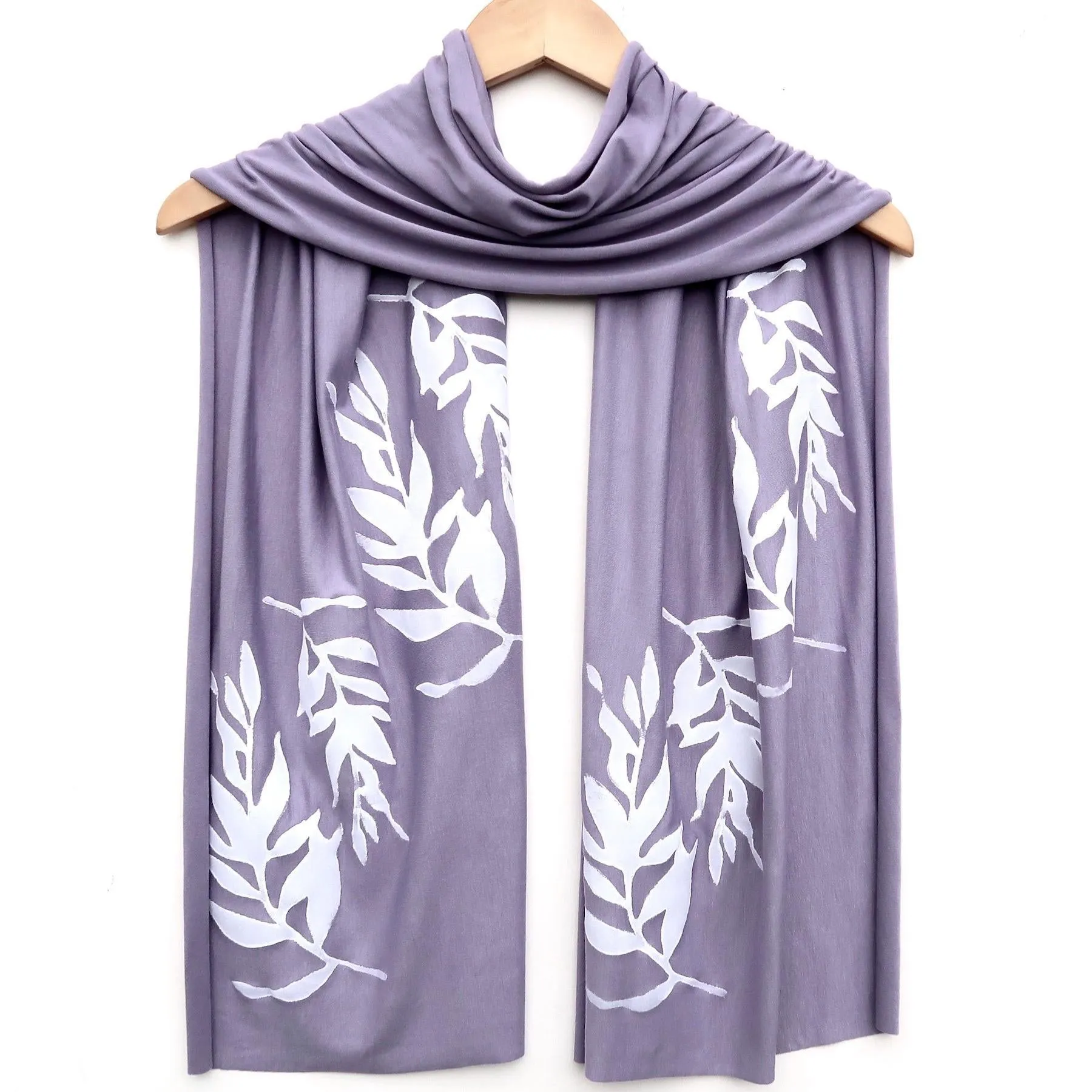 (New) Scarf Wide - Lavender Allium Flowers (Black Ink) by Windsparrow Studio