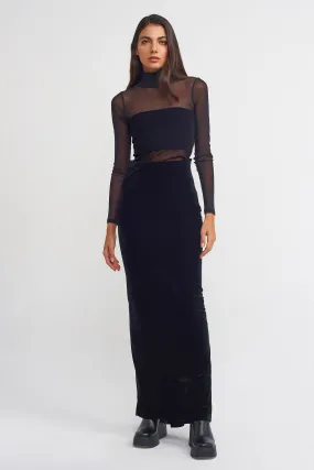 Nu Velvet Long Skirt Black