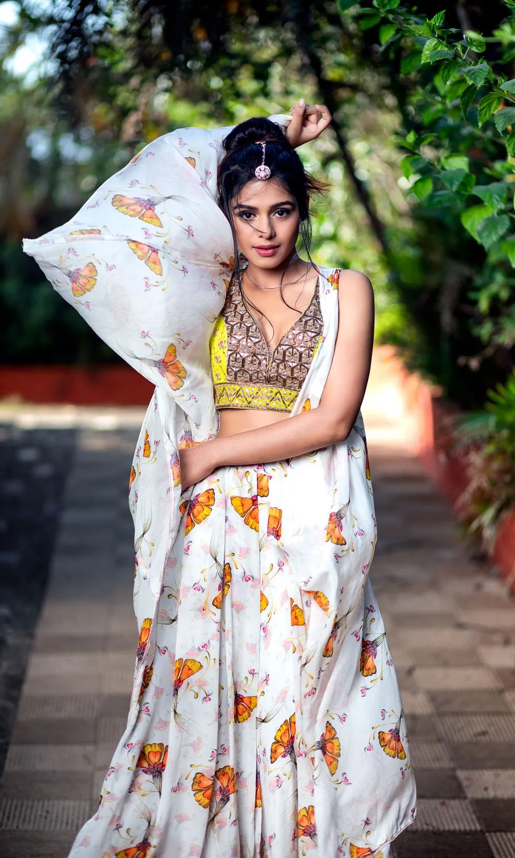 Off white lehenga cape set