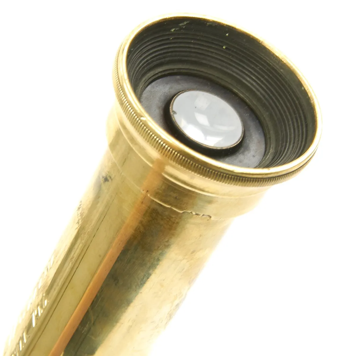 Original British WWI Officer's Three Draw Brass Telescope named to Capt. K.W. Greene - Dated 1917