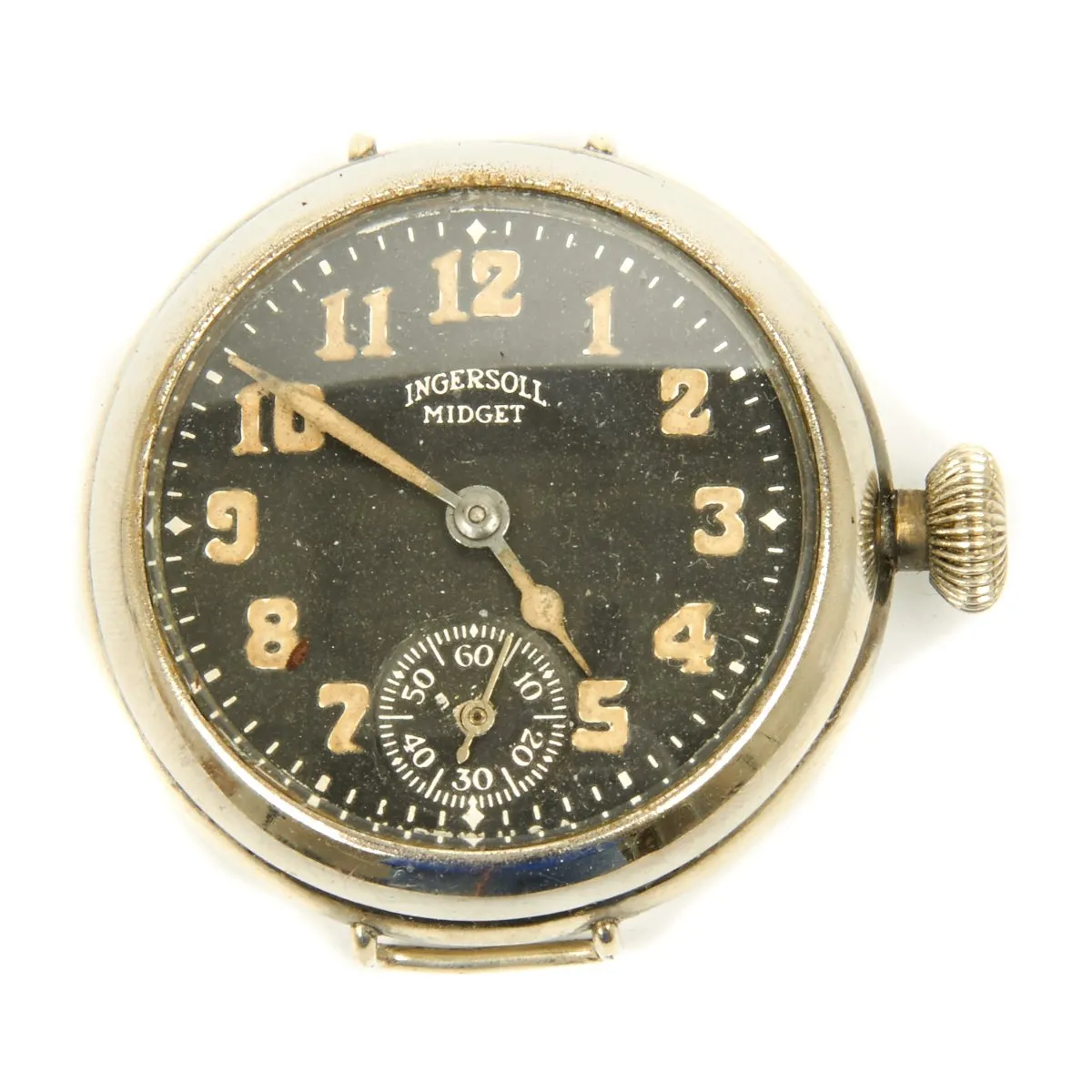 Original British WWI Officer's Trench Wrist Watch by Ingersoll with Dial Guard - Fully Functional