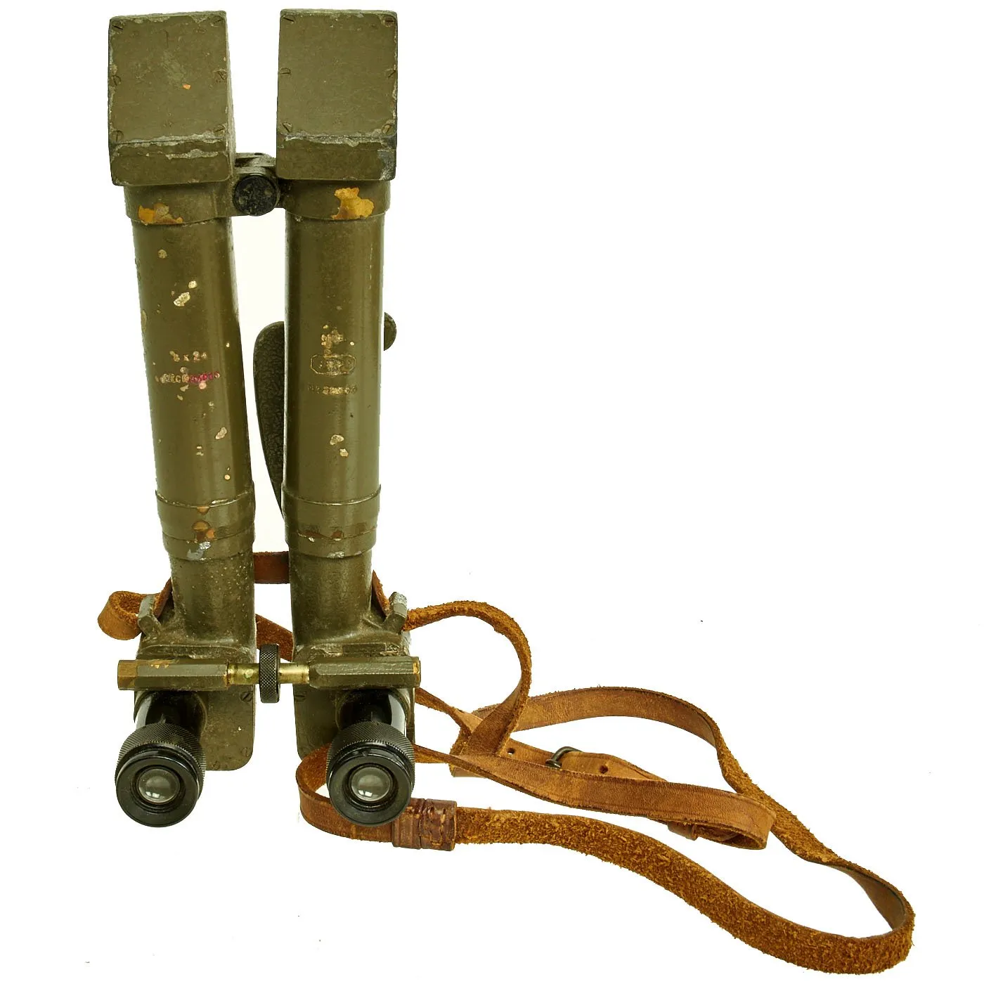 Original French WWI "Rabbit Ears" 8 X 24 Trench Periscope Binoculars by S.R.P.I. with Leather Neck Strap