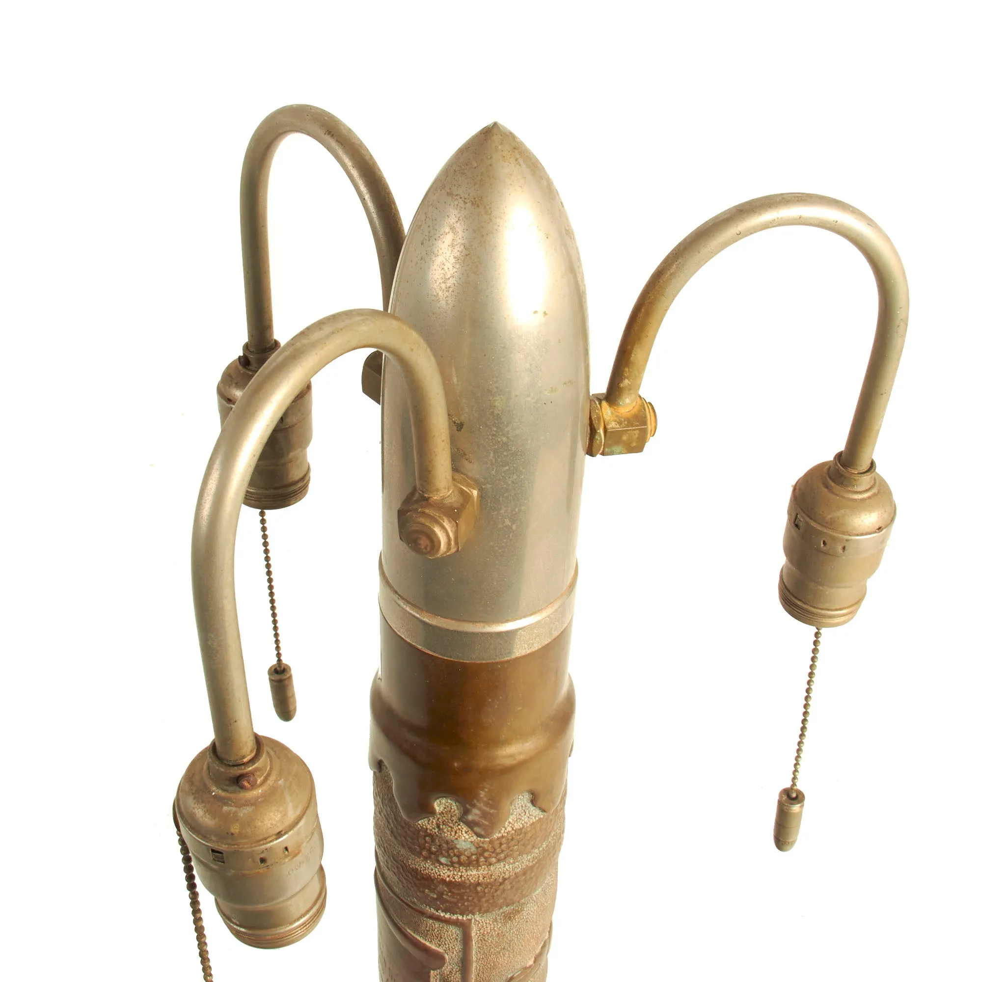 Original U.S. Pre WWII U.S. Fleet Transpacific Cruise to Australia and New Zealand in 1925 Inert US Navy 3 Inch / 50 Caliber Shell Trench Art Lamp