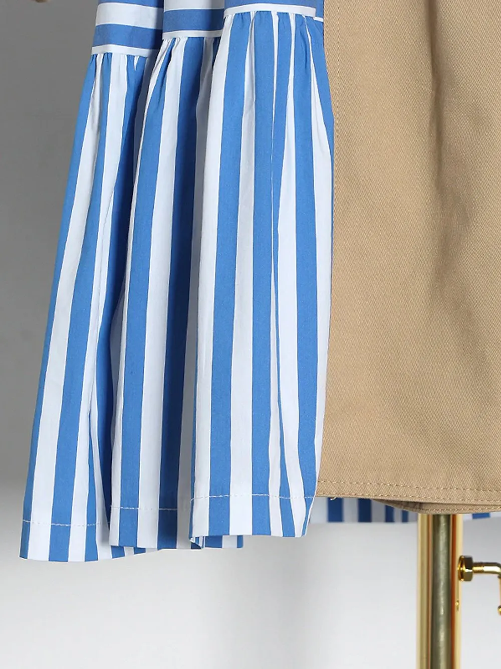 Patchwork Striped Trench Coat