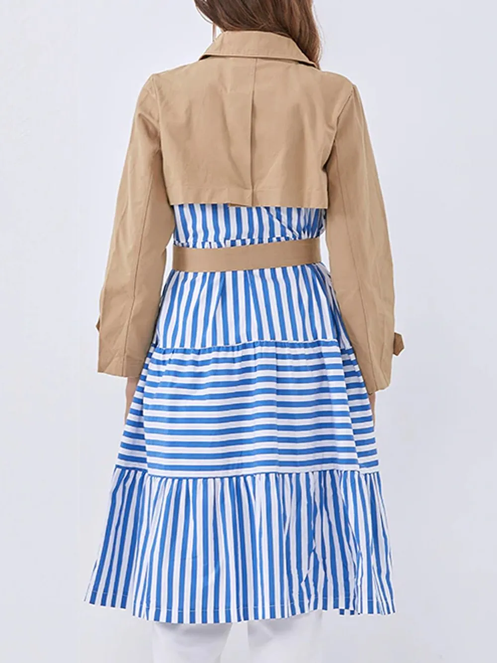 Patchwork Striped Trench Coat