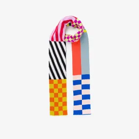 Pattern Patch Skinny Scarf: Rainbow