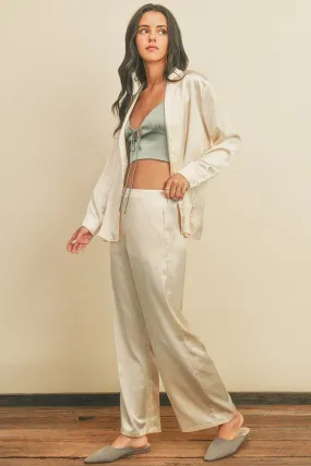 Pearl Comfy Button Down Shirt And Pull-on Pants Set That You Can Wear Out