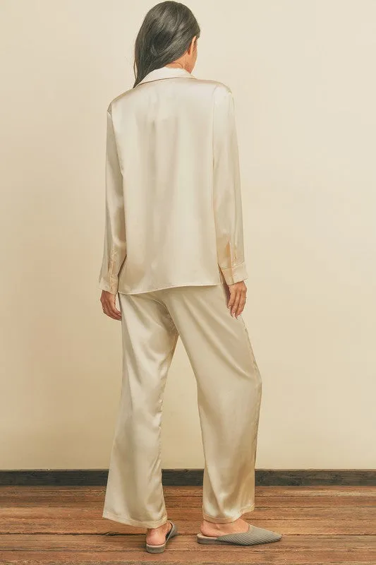 Pearl Comfy Button Down Shirt And Pull-on Pants Set That You Can Wear Out