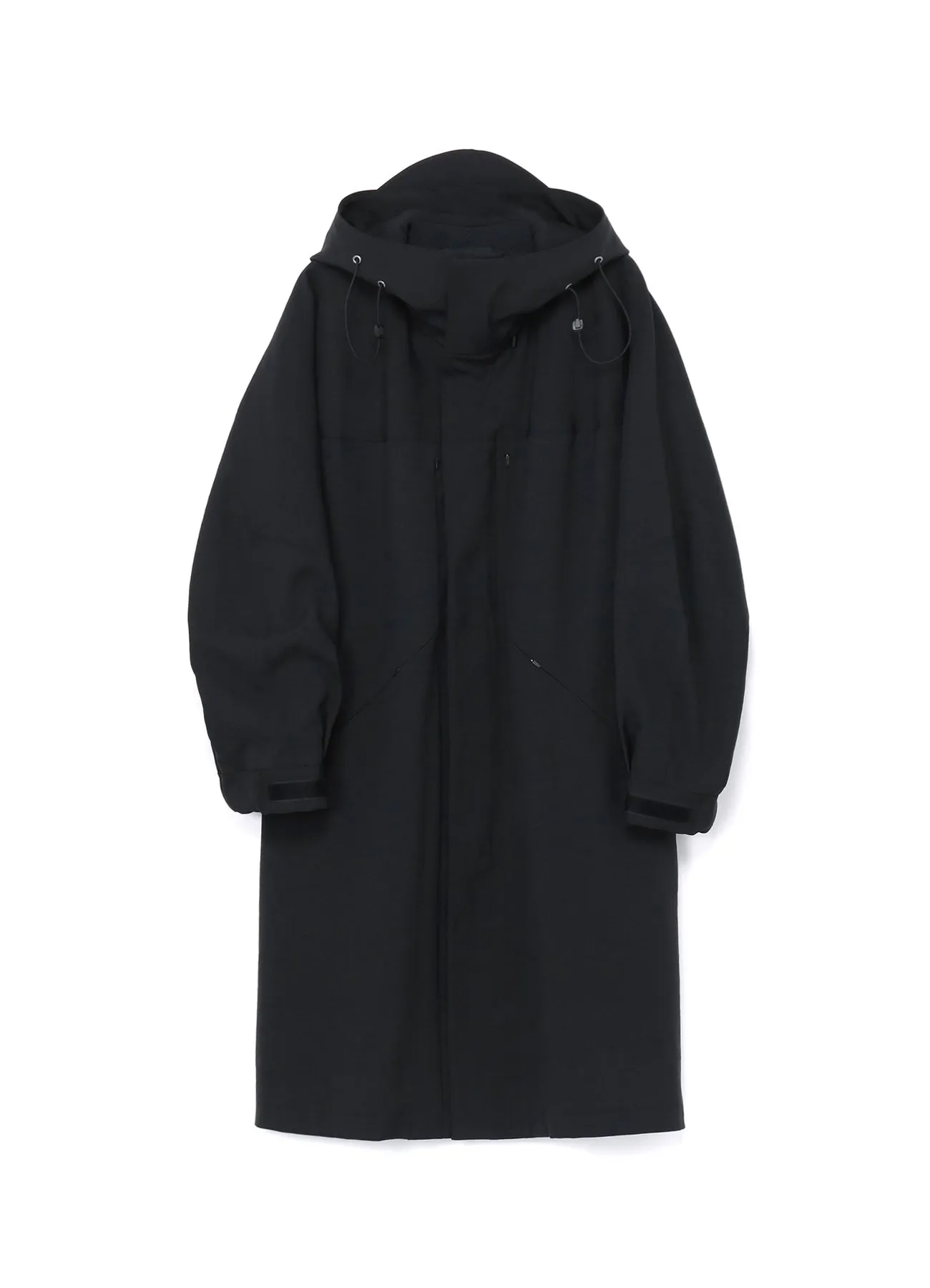 PE/STRETCH TWILL OVERSIZED TECH HOODED COAT WITH FUNCTIONAL LINING