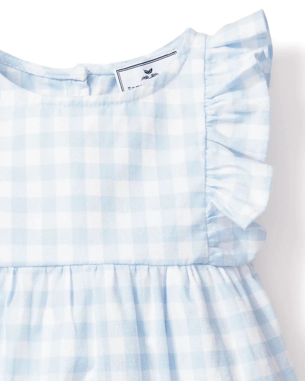 Petite Plume Light Blue Gingham Romper