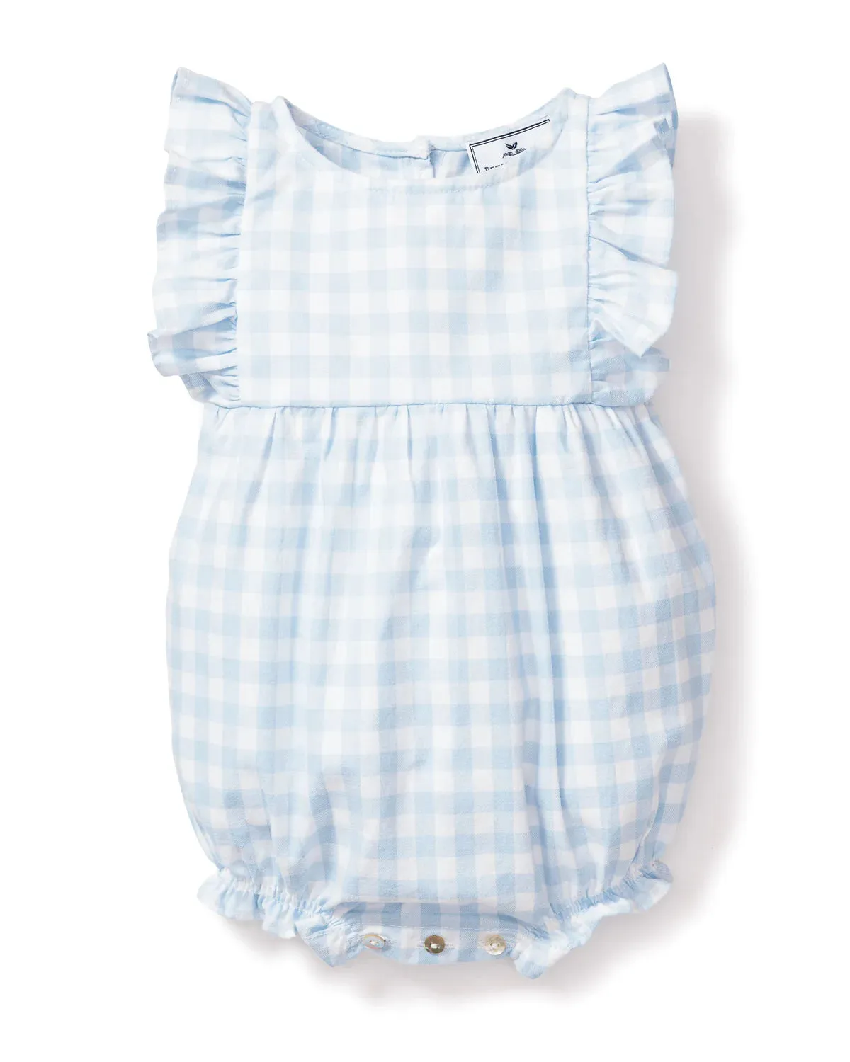 Petite Plume Light Blue Gingham Romper