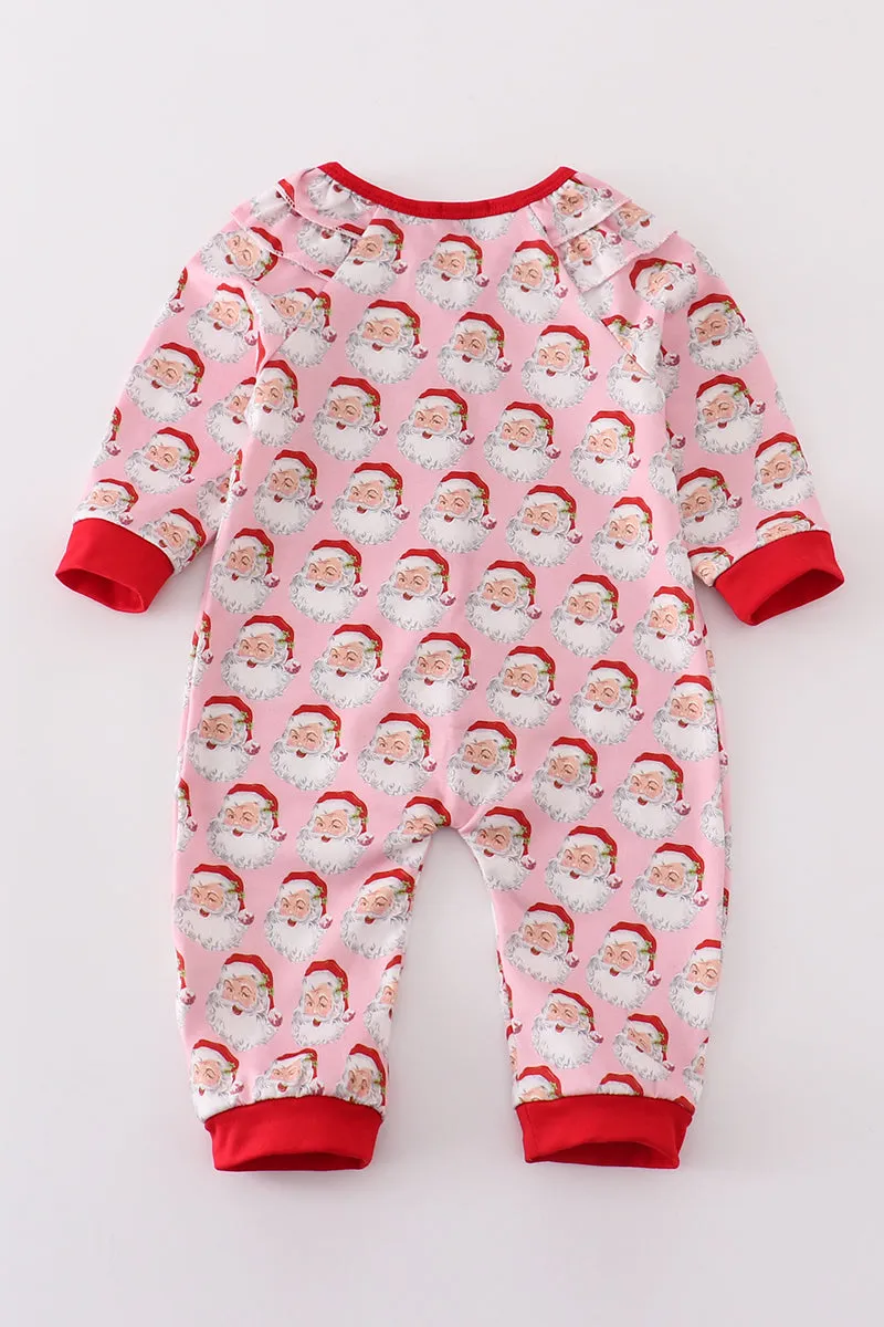 Pink christmas santa claus girl romper