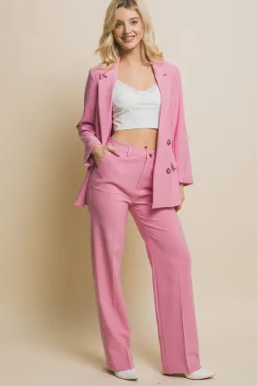 Pink Regular-Fit Dress Pants