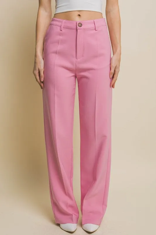 Pink Regular-Fit Dress Pants