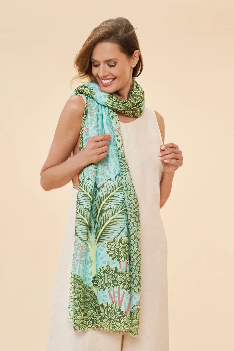 Powder Design Secret Paradise Printed Scarf- Aqua