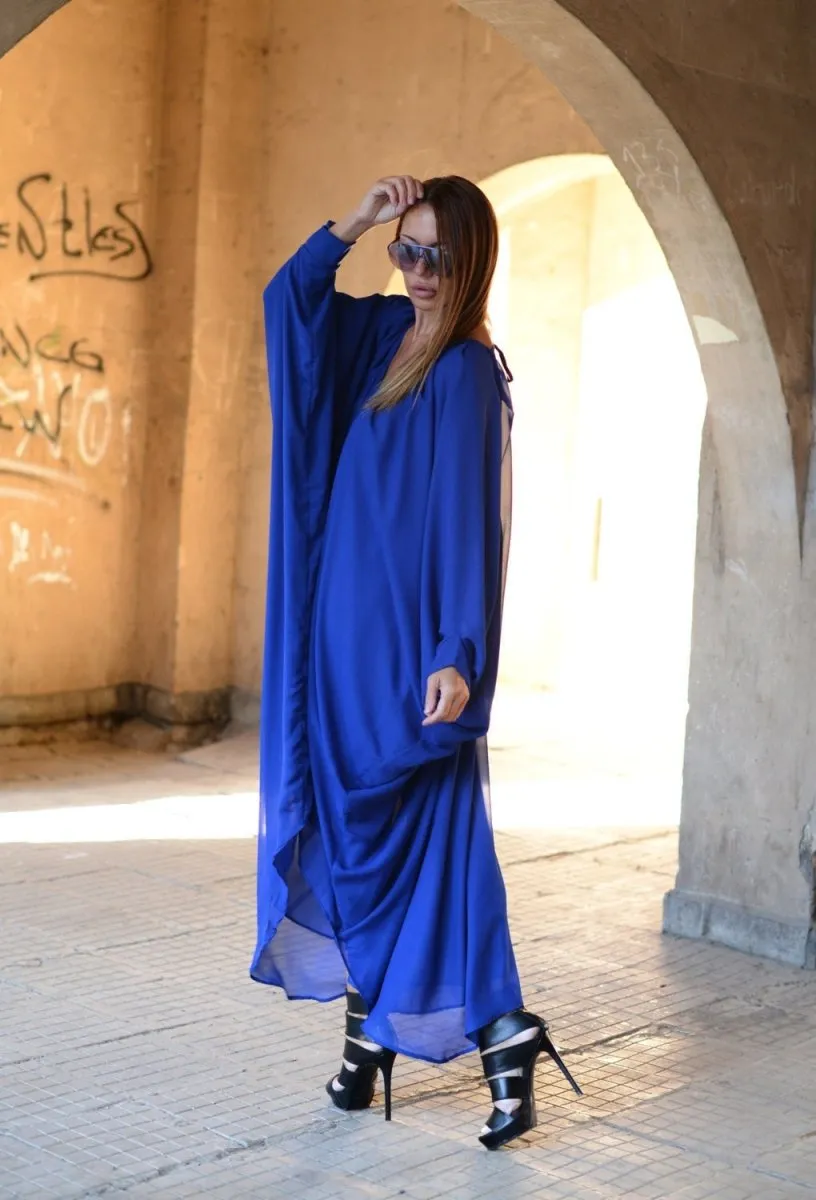 PREA Long Blue Chiffon Maxi Dress