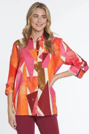 Print Linen Blend Tunic- Multi