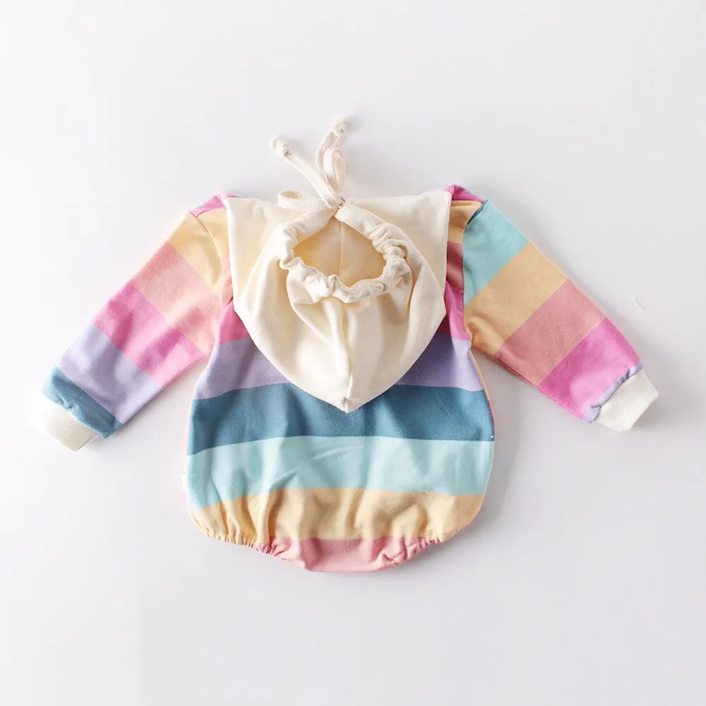 Rainbow Baby Girl Romper Hoodie Jumper