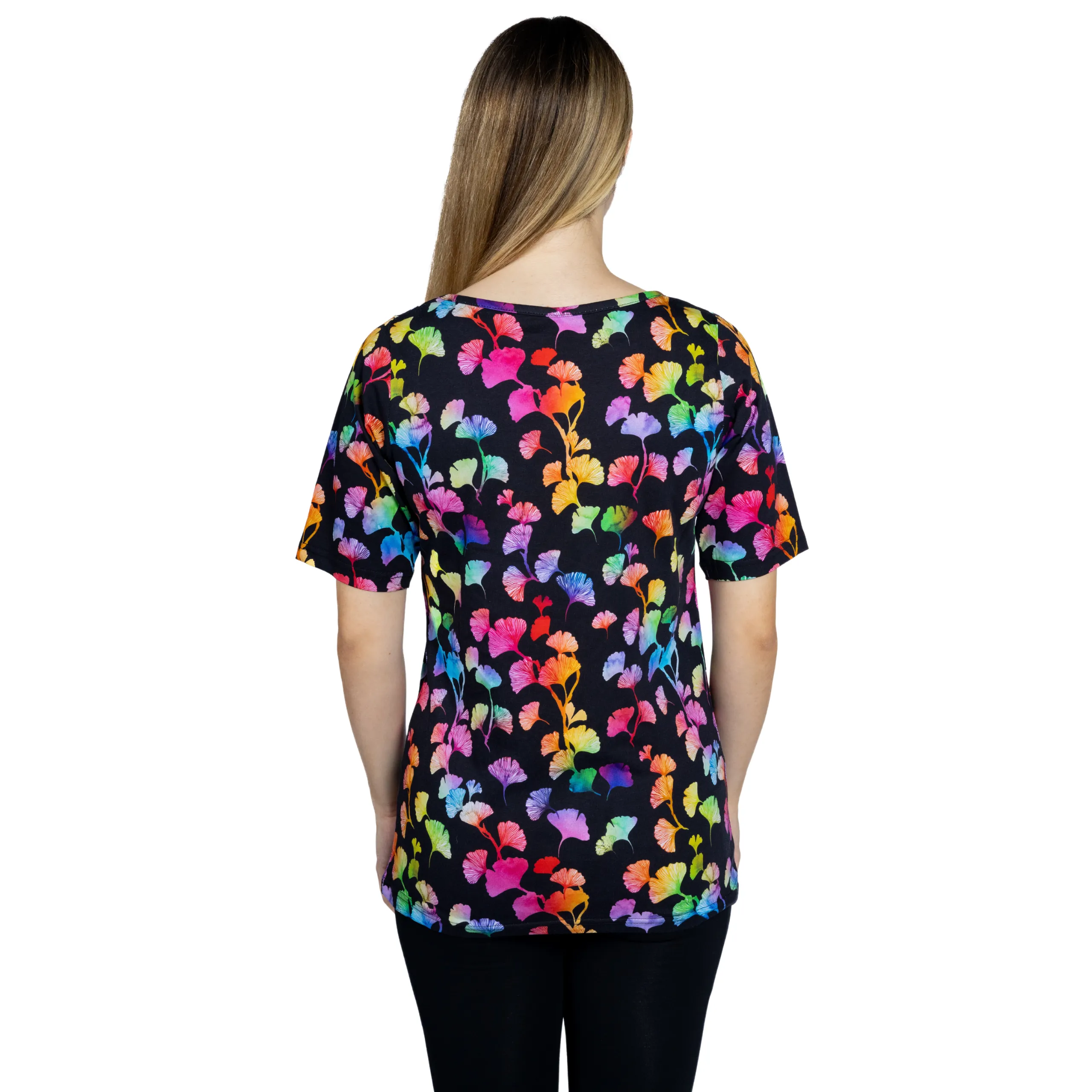 Rainbow Ginkgo Leaves Tunic Top