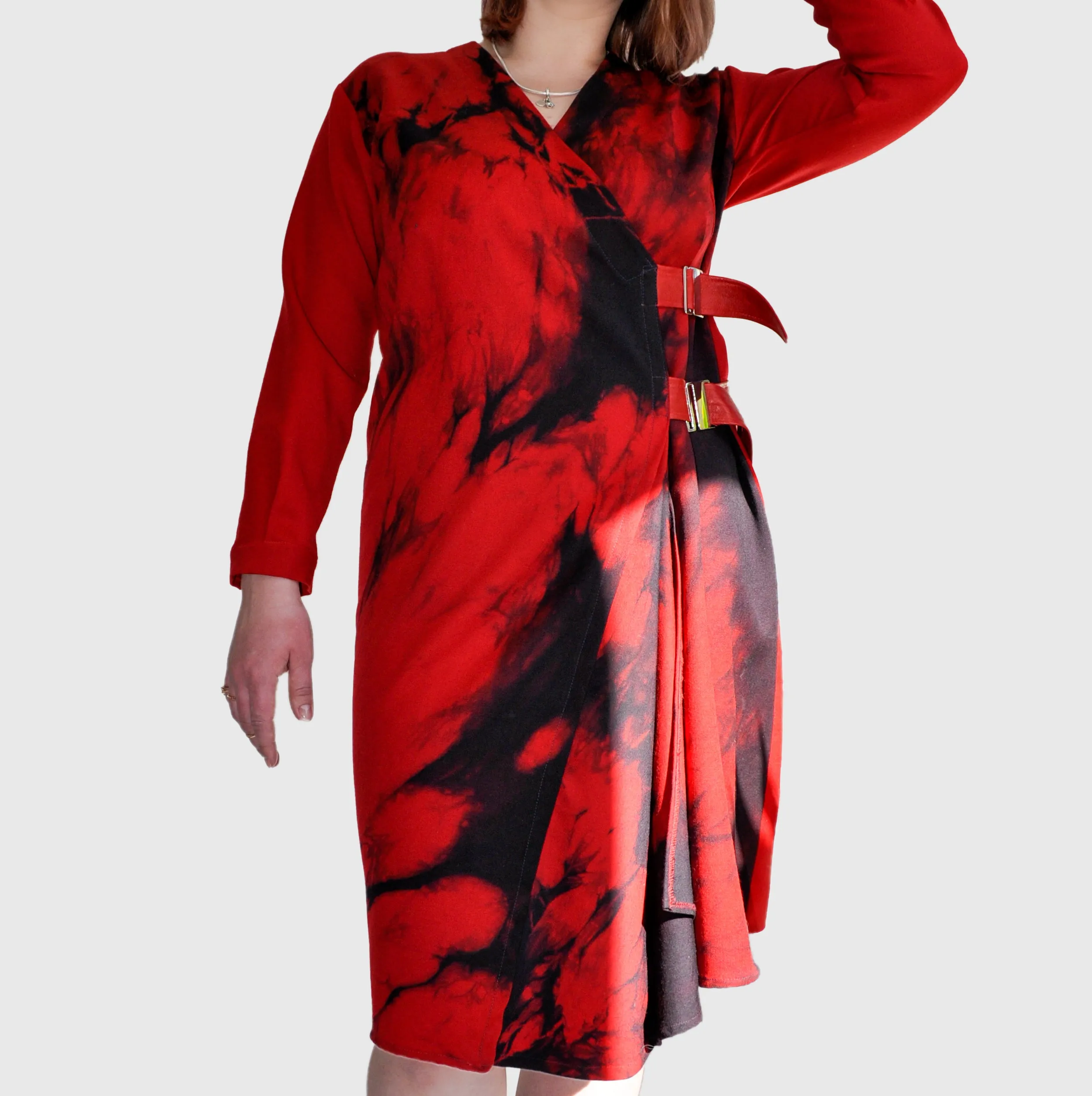 Red Midi Wrap Dress