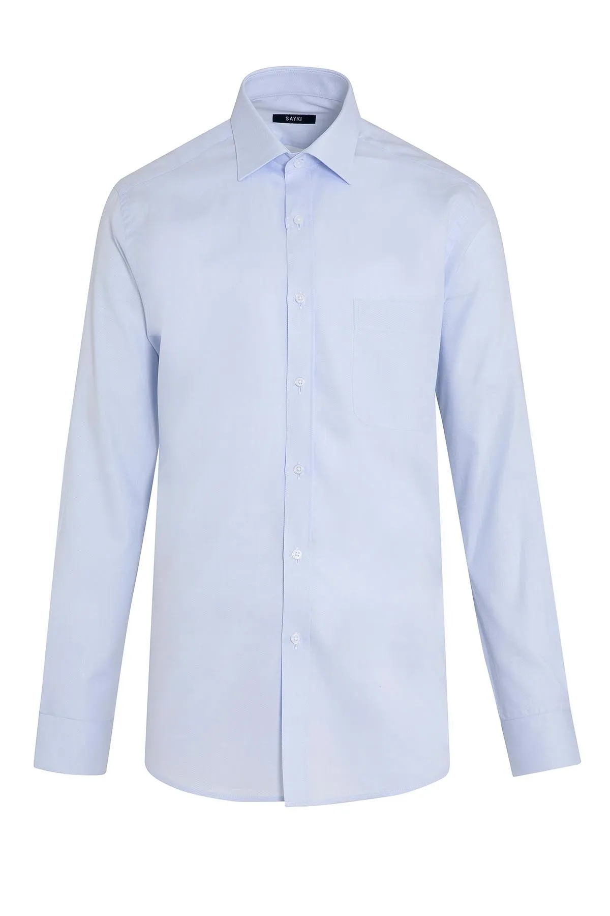 Regular Fit Long Sleeve Cotton Light Blue Dress Shirt