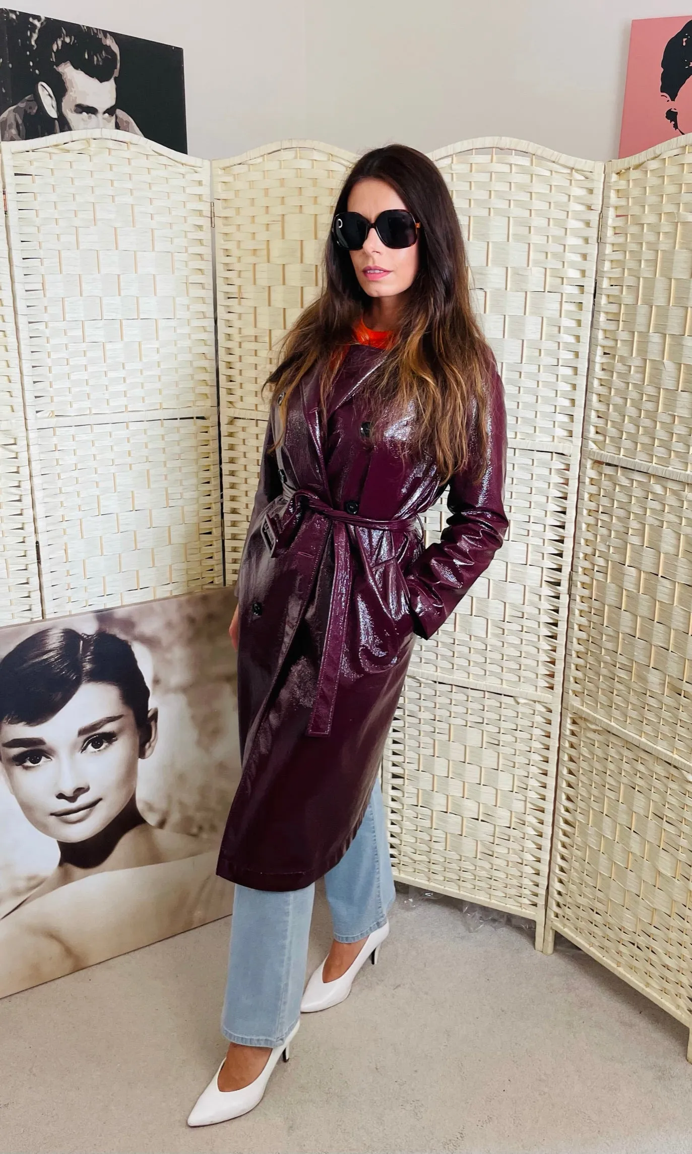 RENT Red Vinyl Trench Coat