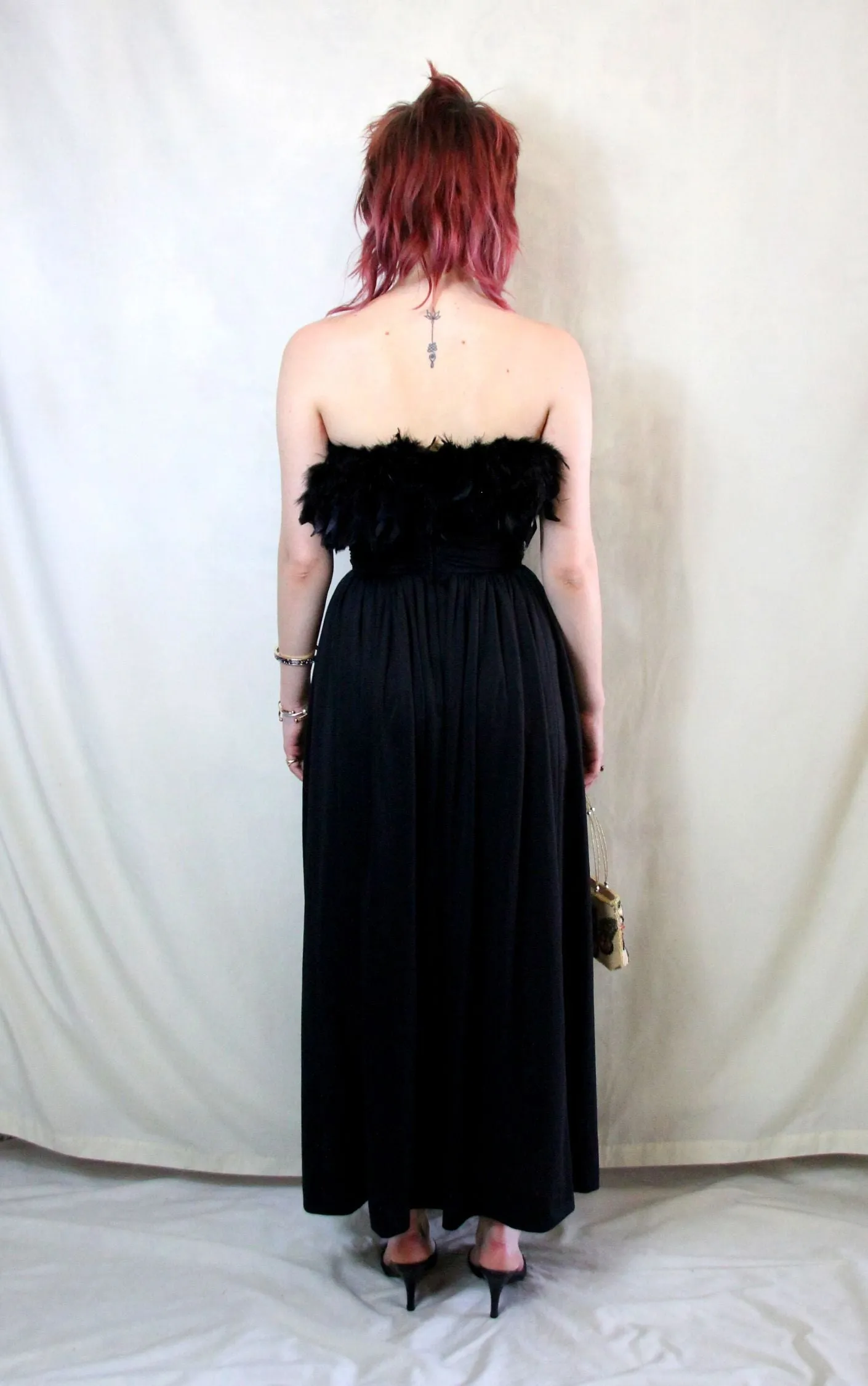 RENT Vintage Couture Feathered Cocktail Dress