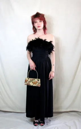 RENT Vintage Couture Feathered Cocktail Dress