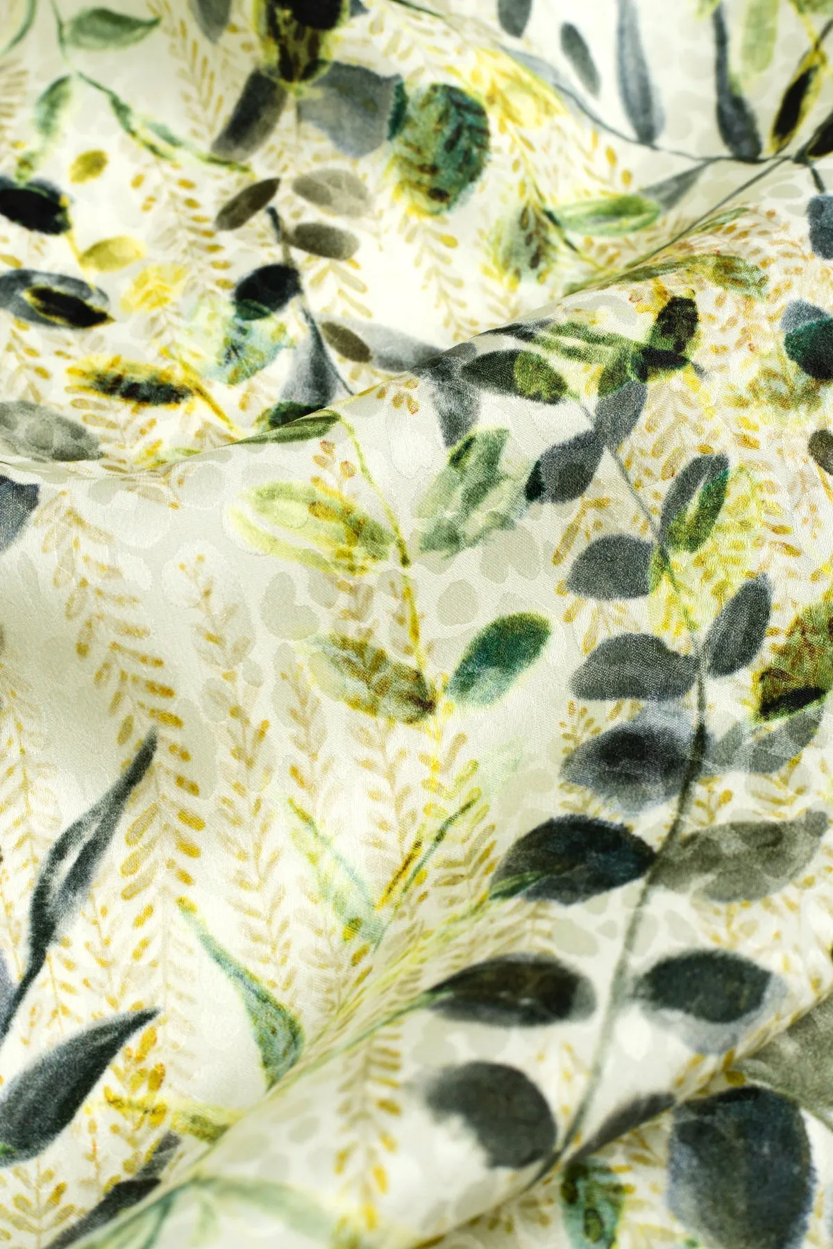 RESEDA OLIVE PATTERN SILK GOWN