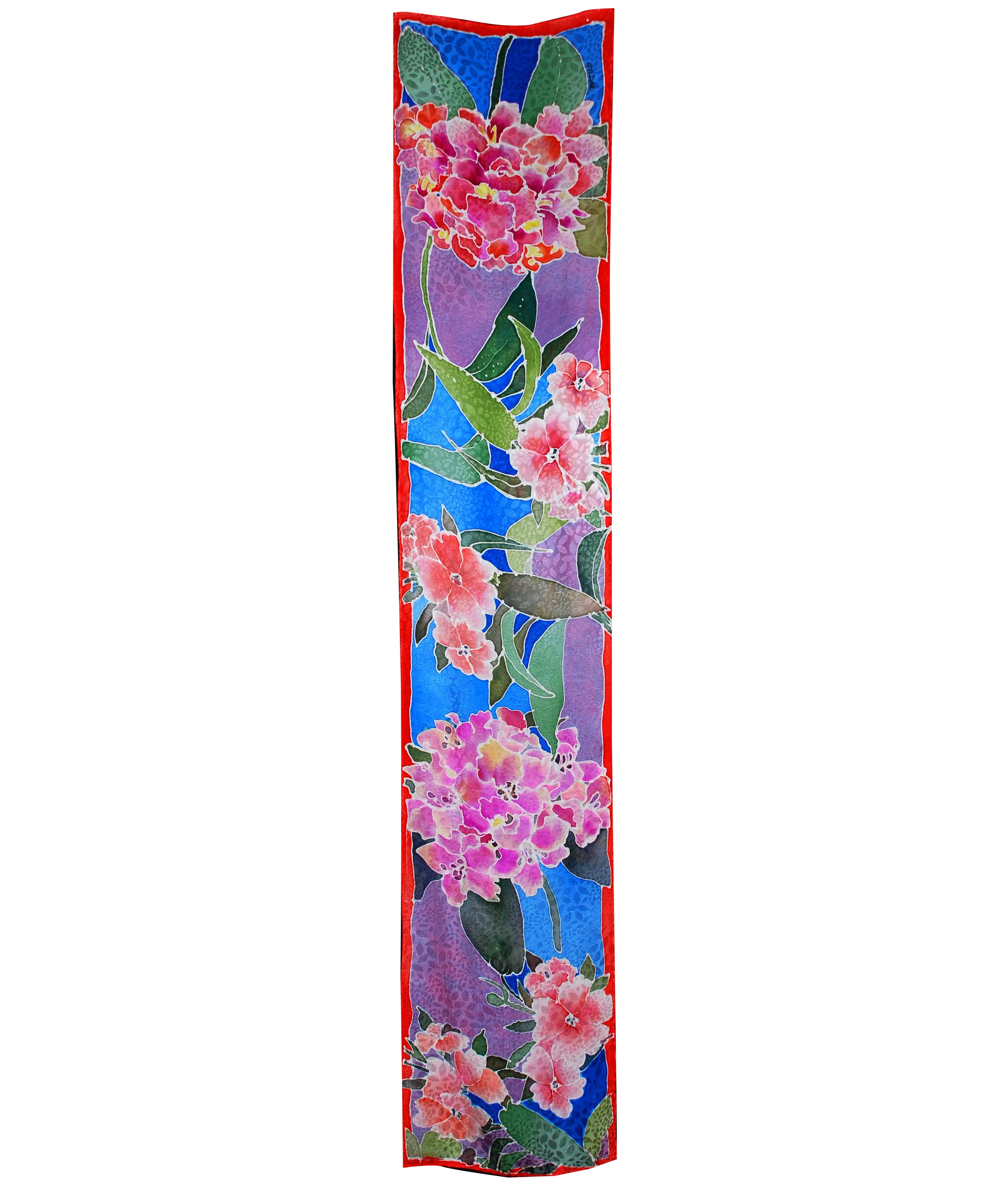 Rhododendron & Impatiens III Jacquard Silk Scarf